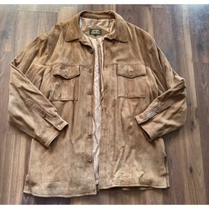 Vintage Eddie Bauer Lambsuede Leather‎ Button Shirt Jacket Large 90s